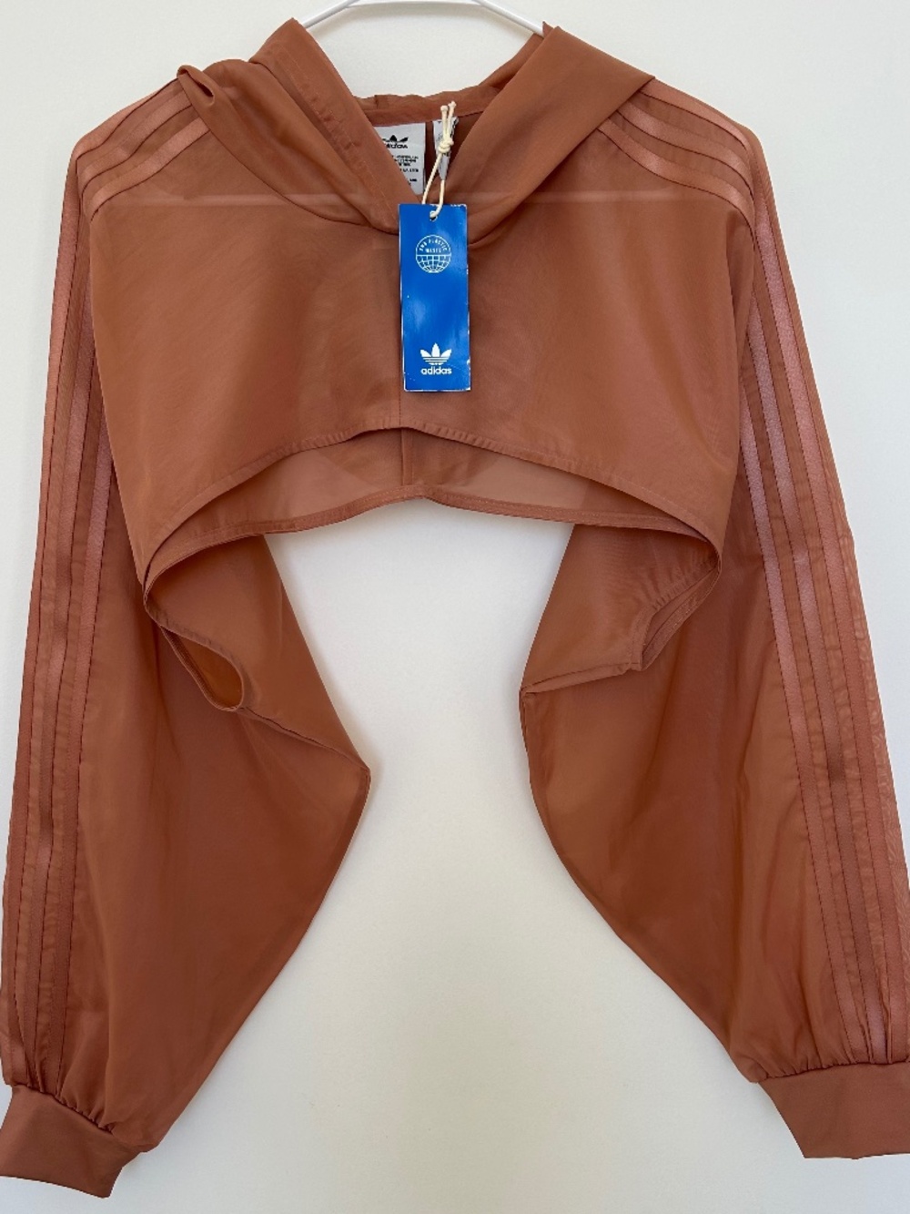 NWT Adidas Originals Women's Cropped Lightweight Hoodie Brown XL IC7209